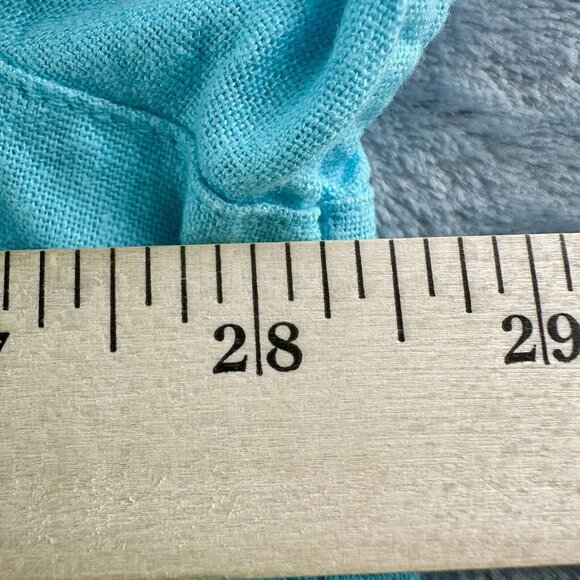 CJ Banks Button Up Hoodie Women's 3X Aqua Blue Linen Blnd Beachy Coastal 3/4 Slv - Picture 6 of 16